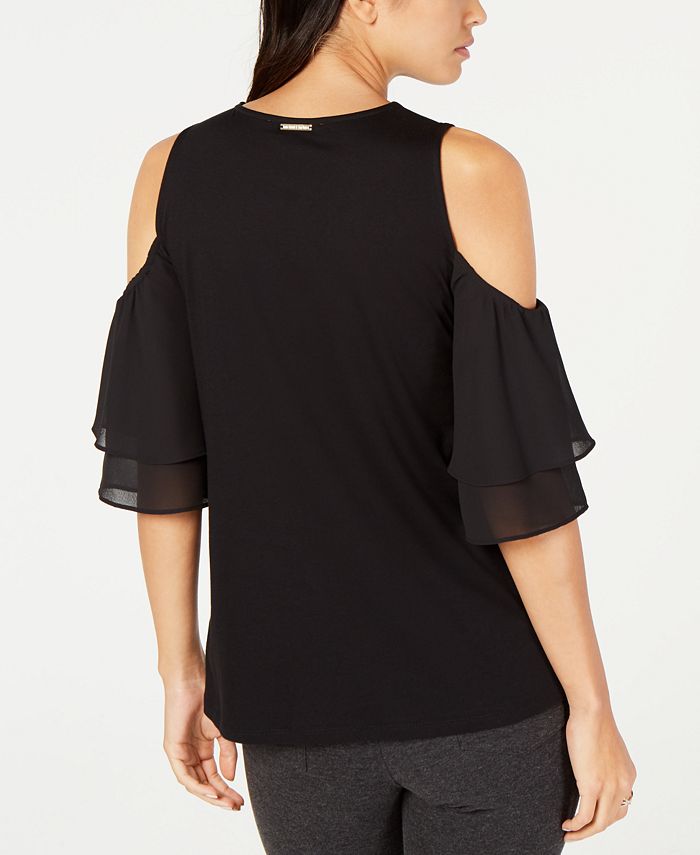 Michael Michael Kors Women's Studded Cold-Shoulder Top Size S