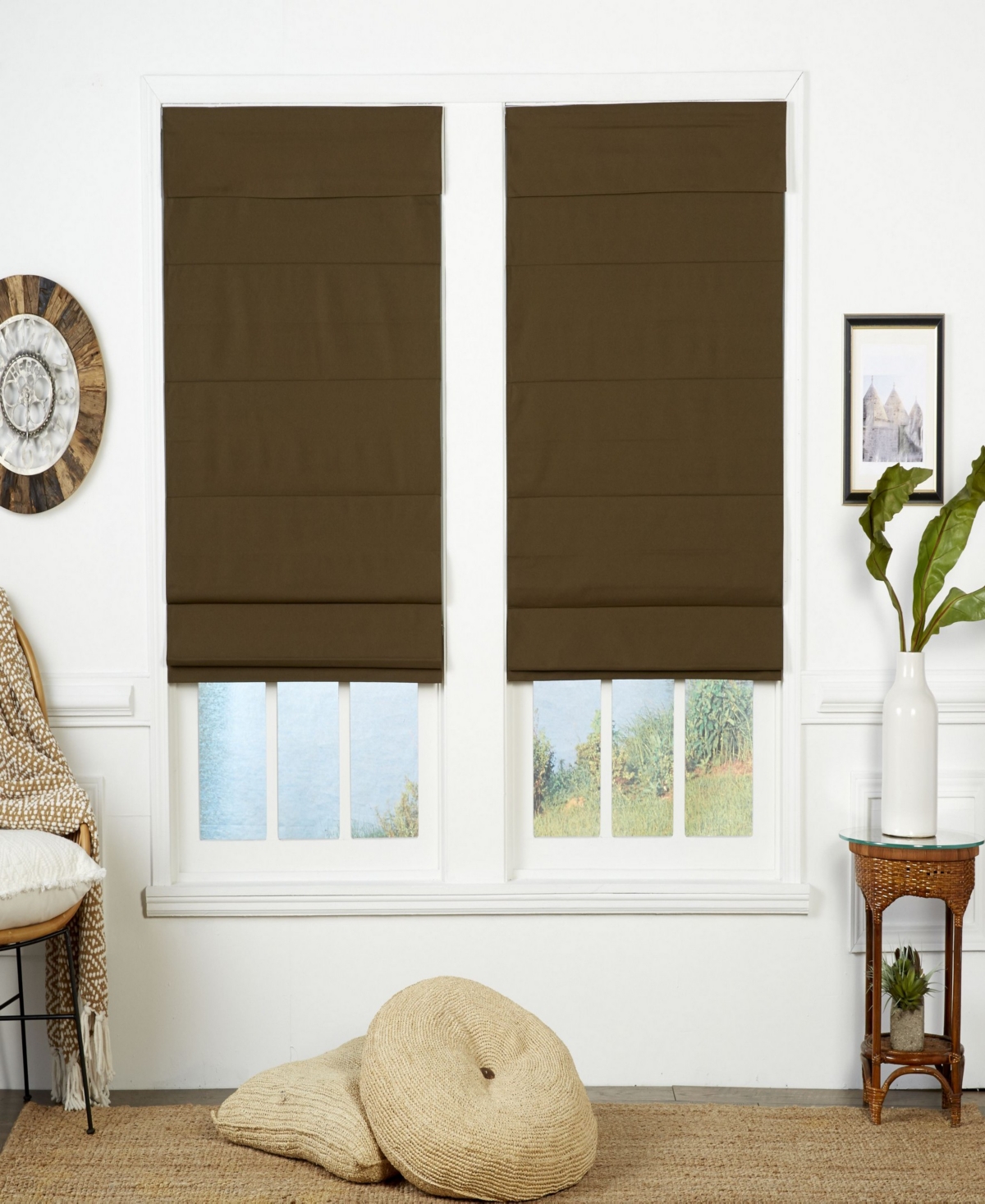 The Cordless Collection Insulating Cordless Roman Shade, 37x72 In Chocolate