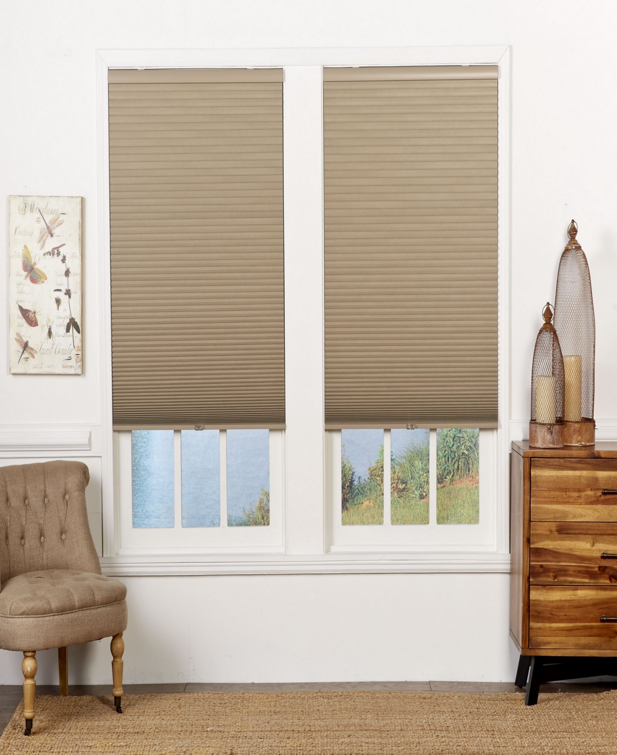 Cordless Blackout Cellular Shade, 35.5x48 - Tan-white
