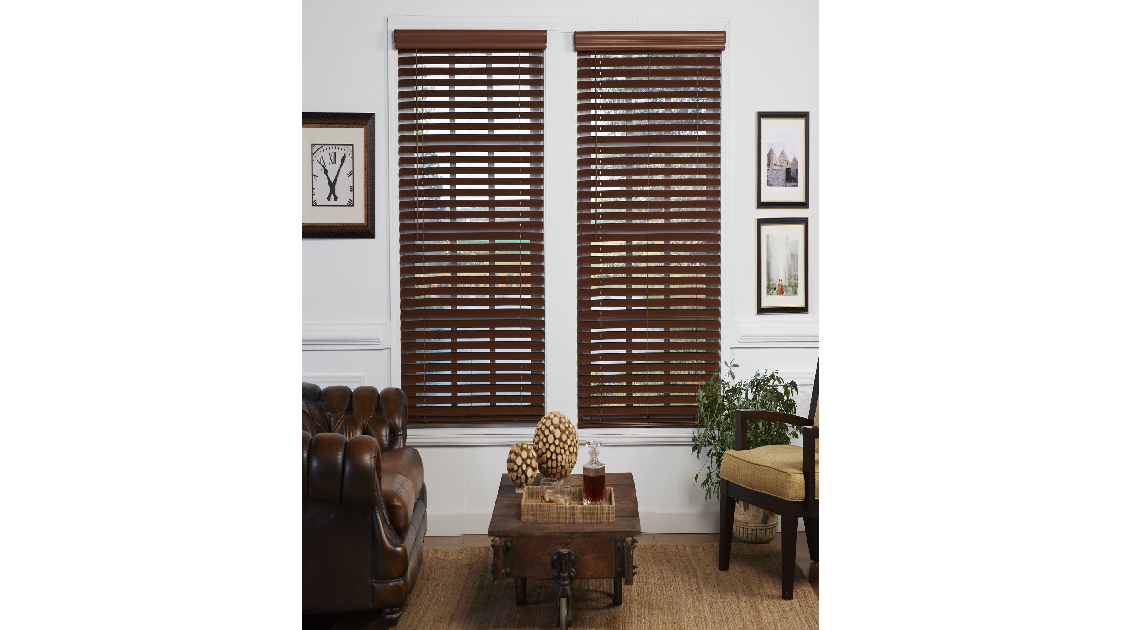 2 in. Cordless Faux Wood Venetian Blind, 39" x 64"