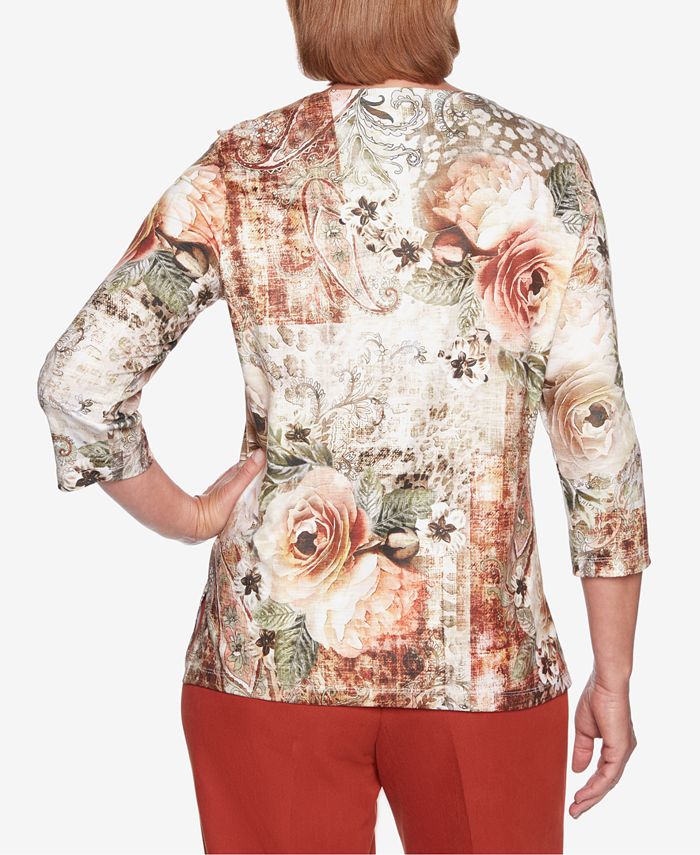 Alfred Dunner Autumn In New York Printed Embellished Top Macy's