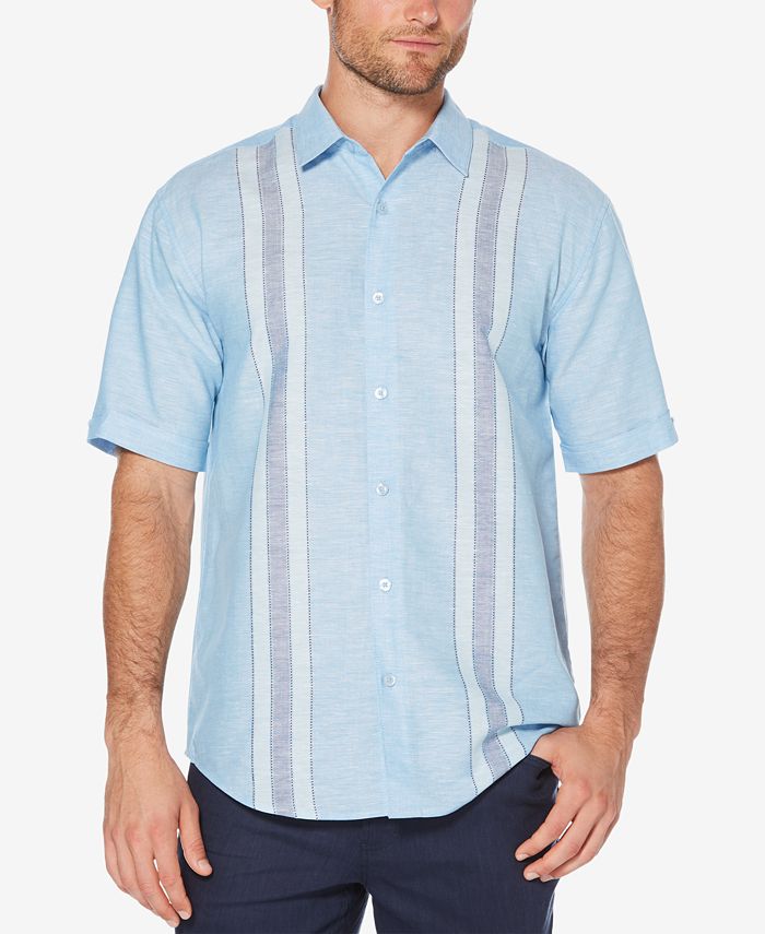 Cubavera Men's Big & Tall Linen Blend Yarn-Dyed Stripe Shirt - Macy's