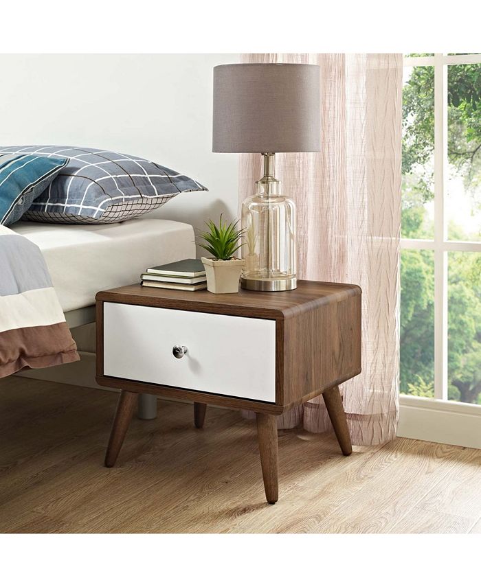 Modway - Transmit Nightstand in Walnut White