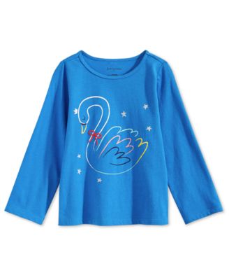 First Impressions - Baby Girls Swan-Print Cotton T-Shirt
