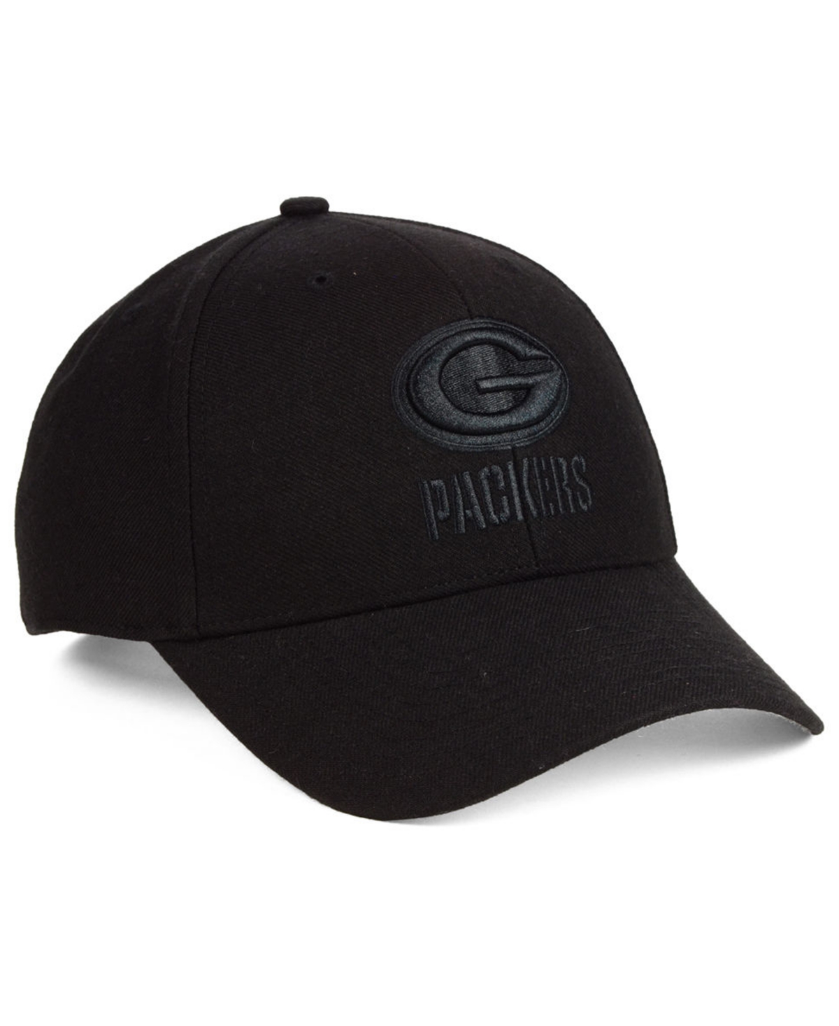 47 Brand Green Bay Packers Black & Black Mvp Strapback Cap In Black,black
