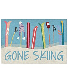 Liora Manne Front Porch Indoor/Outdoor Gone Skiing Blue 2' x 3' Area Rug