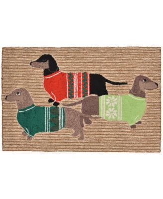 Liora Manne Front Porch Indoor Outdoor Holiday Hounds Neutral Area Rugs In Tan,beige