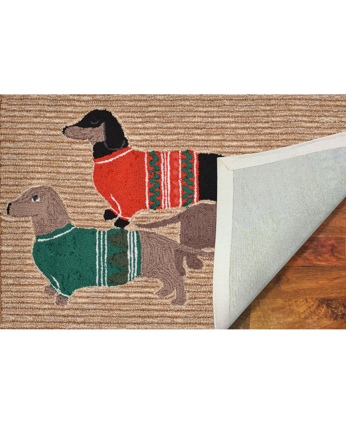 Liora Manne Front Porch Indoor/outdoor Holiday Hounds Neutral 2'6" X 4' Area Rug In Tan,beige