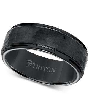 image of Triton Hammered Texture Band in Black Tungsten Carbide