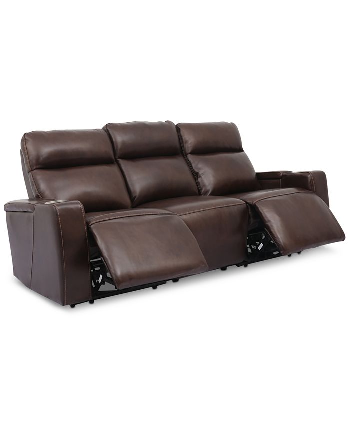 Furniture CLOSEOUT! Oaklyn 84" Leather Sofa With Power Recliners, Power