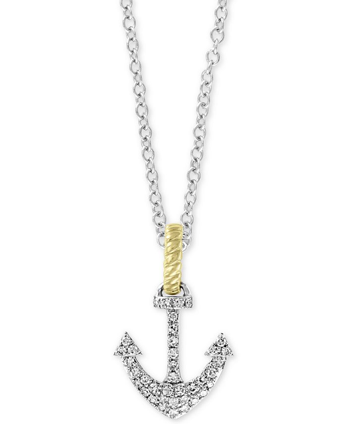 EFFY Collection EFFY® Diamond TwoTone Anchor 18" Pendant Necklace (1/6