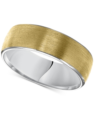 image of Two-Tone Rolled Edge Wedding Band in 14k Gold & White Gold