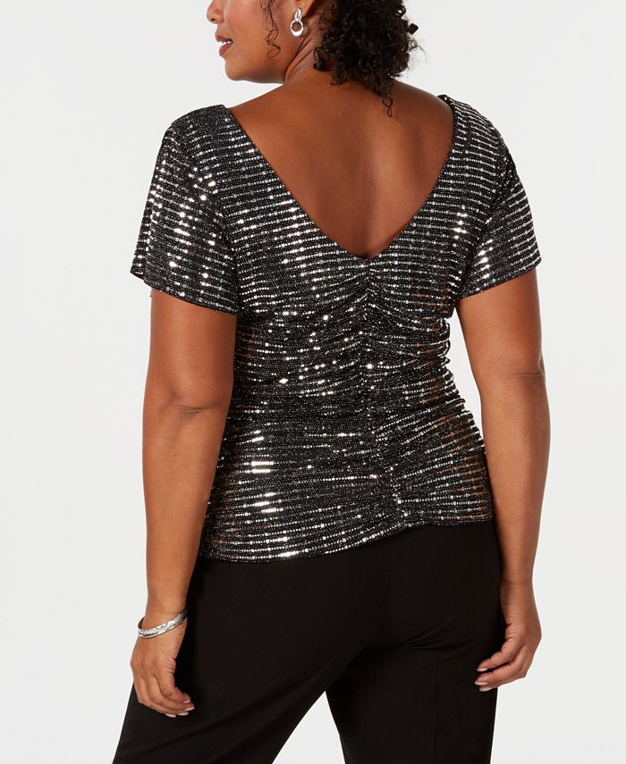 R & M Richards Plus Size Embellished Cowl-Neck Top - Macy's