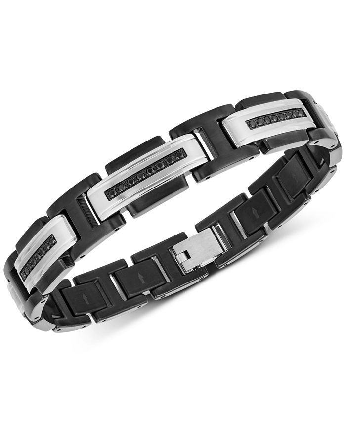 Macy's Men's Black Sapphire Link Bracelet (5/8 ct. t.w.) in Stainless