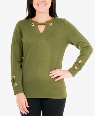 NY Collection - Grommet-Detail Sweater