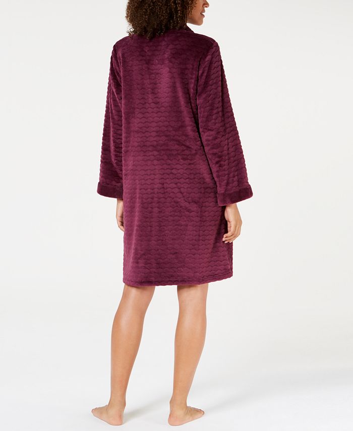 Miss Elaine Jacquard Cuddle Fleece Zip Robe - Macy's