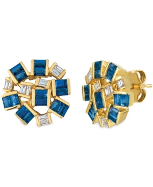 image of Le Vian Baguette Frenzy Blueberry Sapphires (1 5/8 cttw) and Nude Diamonds (1/5 cttw) Earrings set in 14k gold