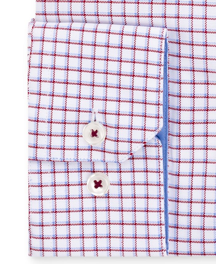 Ryan Seacrest Distinction Men's Ultimate Slim-Fit Non-Iron Performance Stretch Navy Dobby Dress Shirt Blue Size 17 36/37