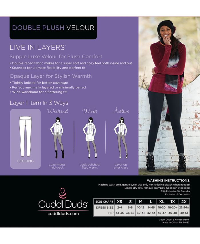 Cuddl Duds + Double Plush Velour Leggings