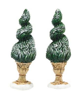Department 56 - Snow covered and spiral shaped, these shrubs will fit perfectly in your Tudor Garden.