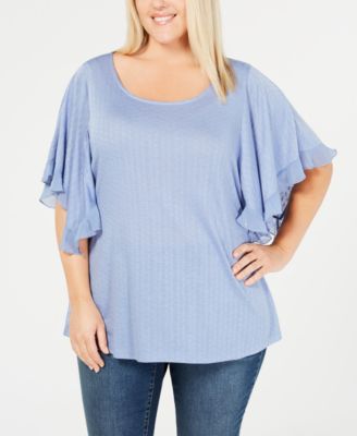 Style & Co - Plus Size Flutter-Sleeve Top