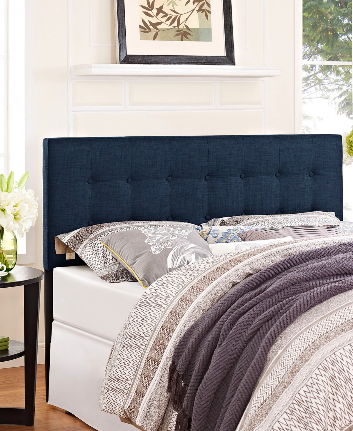 Modway Emily King Upholstered Fabric Headboard In Blue