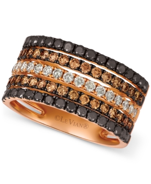 image of Le Vian Chocolate Layer Cake Blackberry Diamonds, Chocolate Diamonds & Nude Diamonds Statement Ring (1-5/8 ct. t.w.) in 14k Rose, Yellow or White Gold