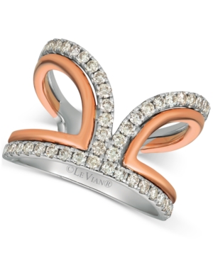 image of Le Vian Nude Diamonds Two-Tone Statement Ring (3/4 ct. t.w.) in 14k White & Rose Gold