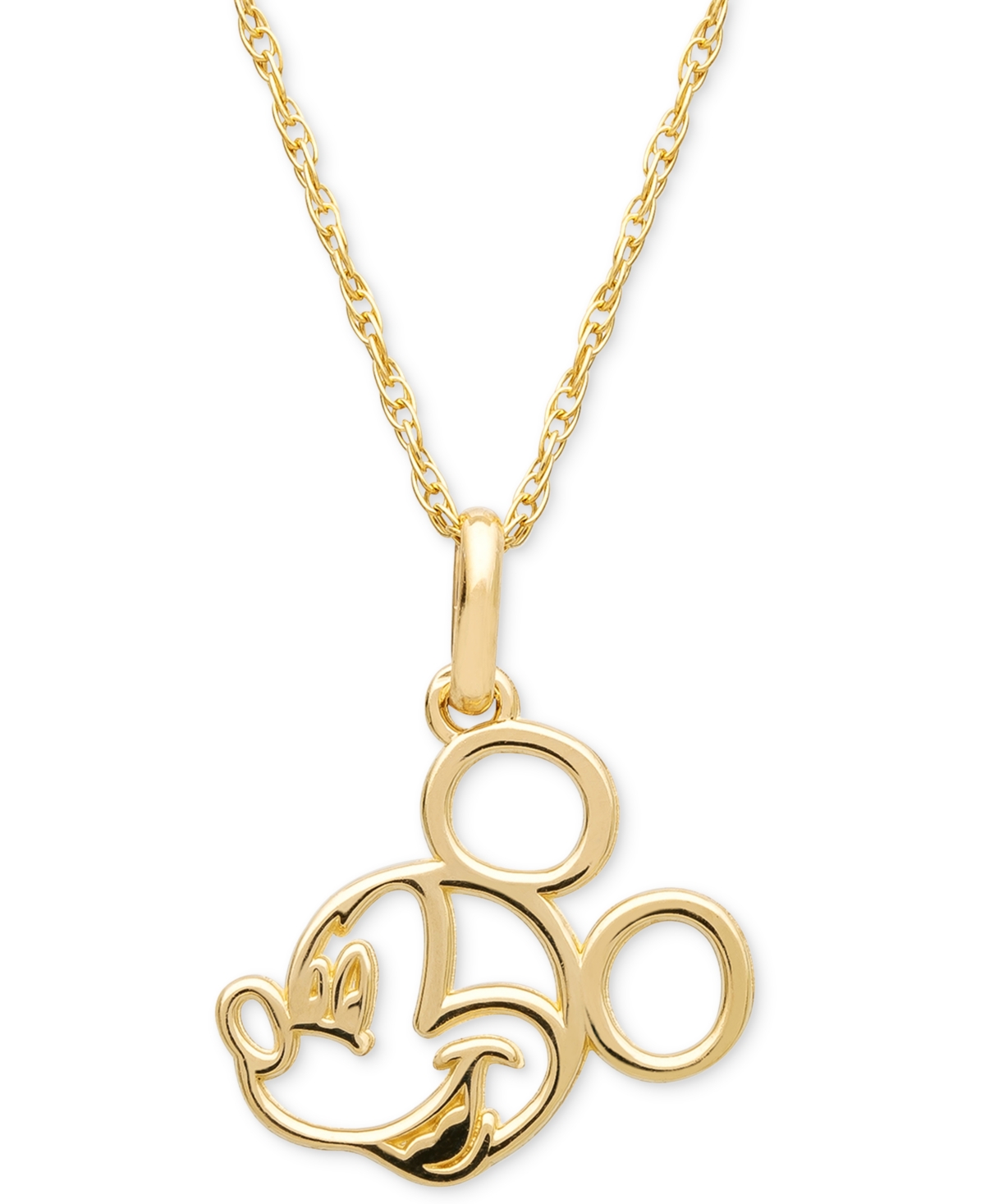 Children's Mickey Mouse 15" Pendant Necklace in 14k Gold - Yellow Gold