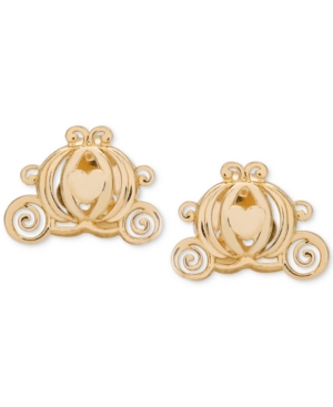 image of Disney Children-s Cinderella Pumpkin Coach Stud Earrings in 14k Gold