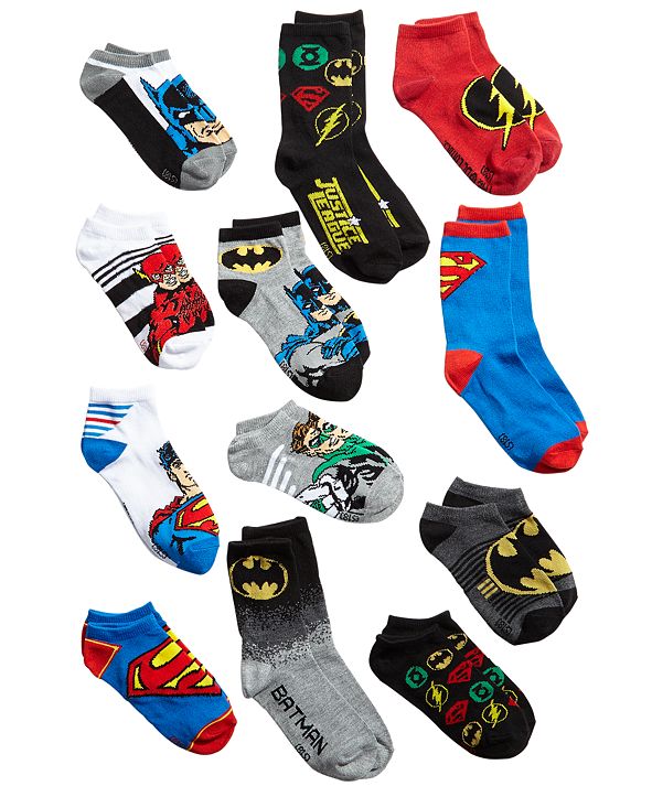 DC Comics Little Boys 12-Pk. Justice League Socks Boxed Set & Reviews ...
