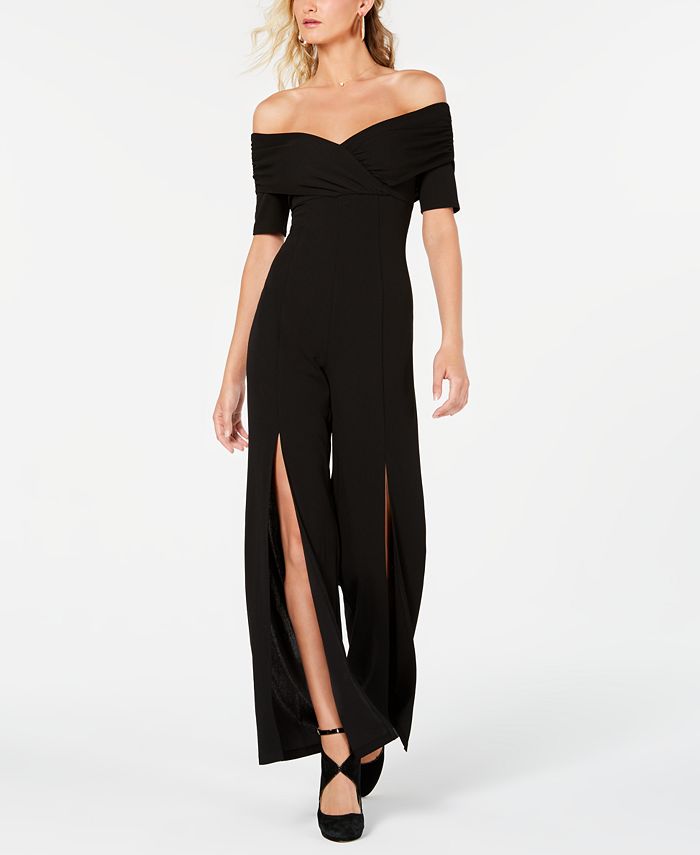 Off the shoulder split leg jumpsuit new arrivals