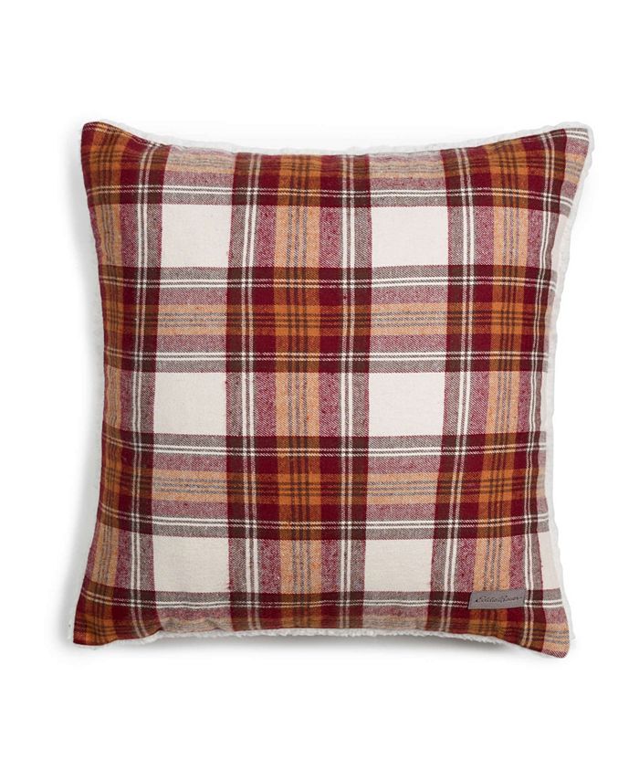 Eddie Bauer Edgewood Plaid Dark Red Flannel Square Pillow Macy's