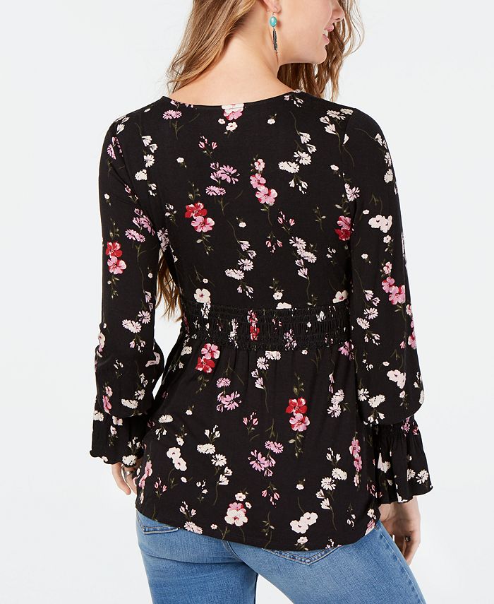 American Rag Juniors' Floral-Print Bell-Sleeve Top, Created for Macy's ...