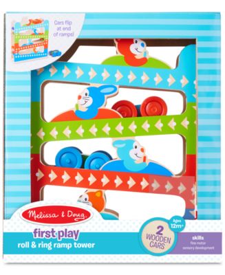 Melissa Doug First Play Roll Ring Ramp Tower With 2 Wooden Cars Macy s