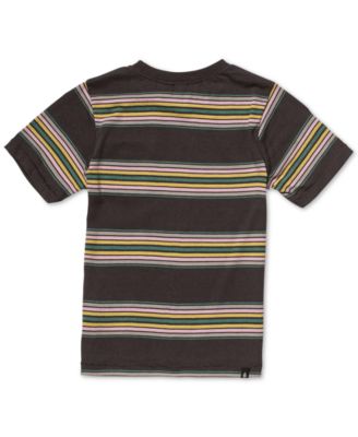 Volcom Men's Static Stripe Crew Shirt - Modern Fit With Logo Embroidery & Ladder Stitch Detail