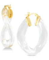 Simone I. Smith Lucite Wavy Hoop Earrings in 18k Gold over Sterling Silver - k Gold Over Silver