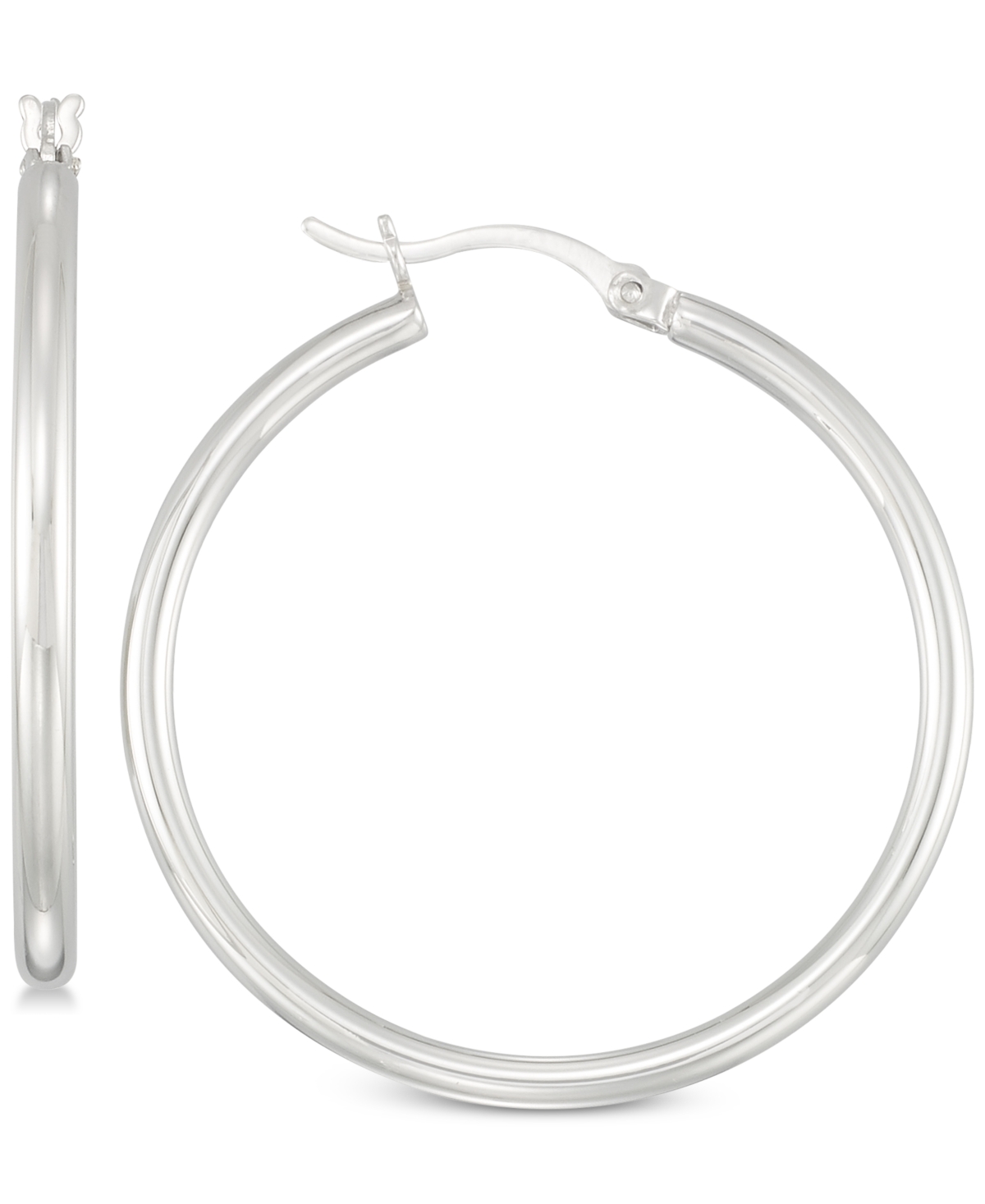 Polished Hoop Earrings in Sterling Silver - Silver