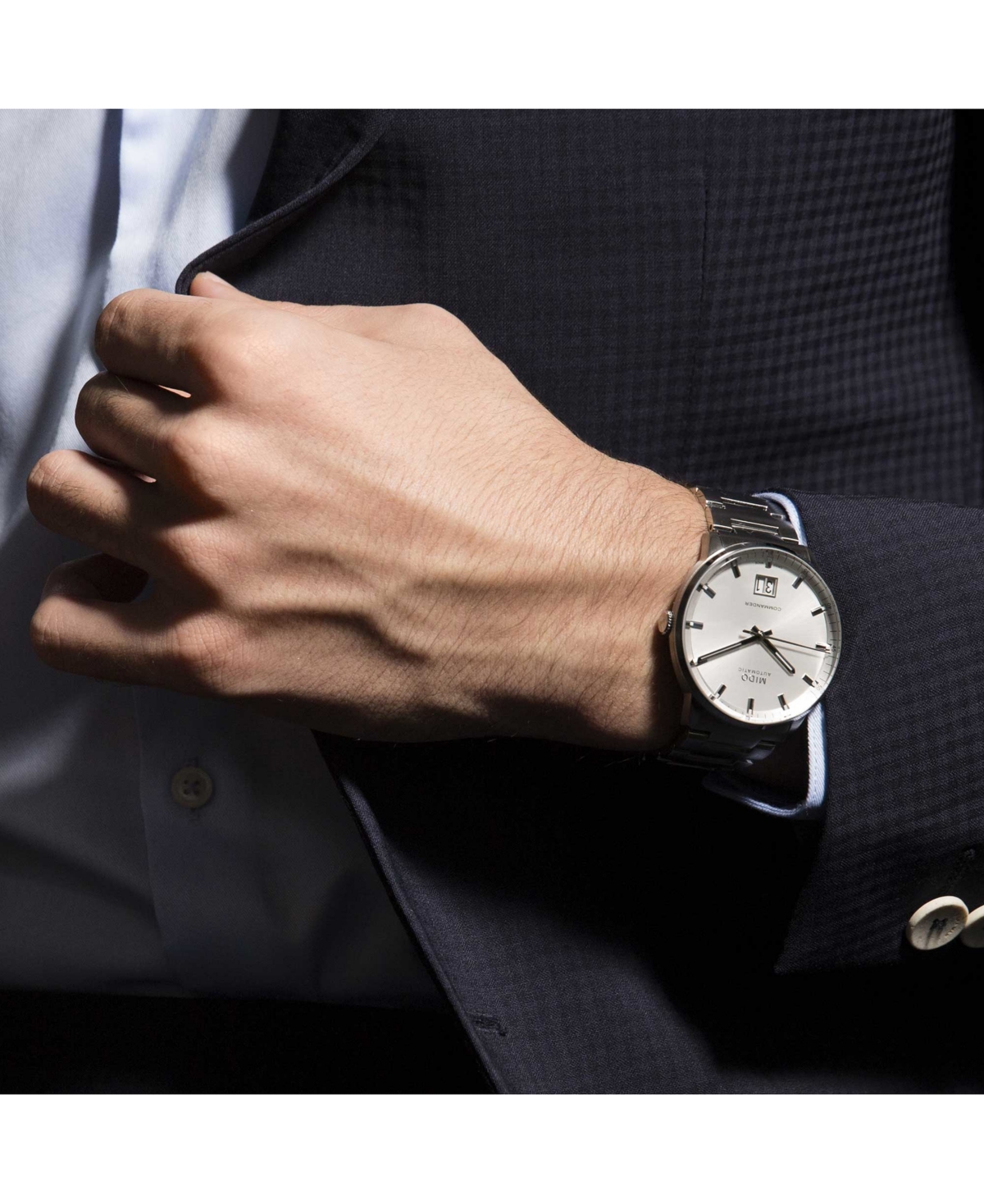 Shop Mido Men's Swiss Automatic Commander Ii Bigdate Stainless Steel Bracelet Watch 42mm