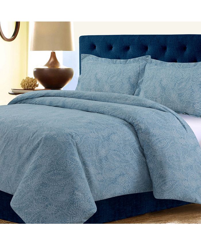 Tribeca Living Madrid Paisley Printed Oversized Queen Duvet Cover Set