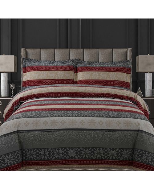 Tribeca Living Alpine Knit Cotton Flannel Printed Oversized King