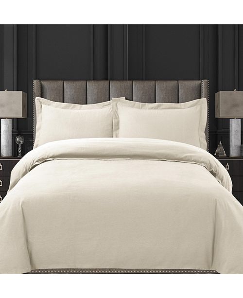 Tribeca Living Cotton Flannel Solid Oversized King Duvet Set