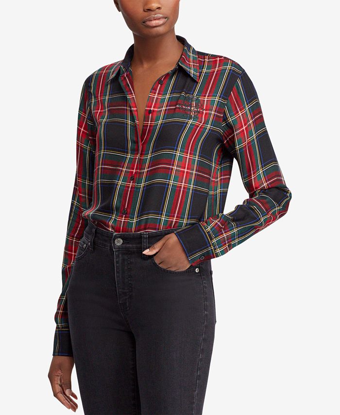Lauren ralph lauren tartan shop crest twill plaid blazer