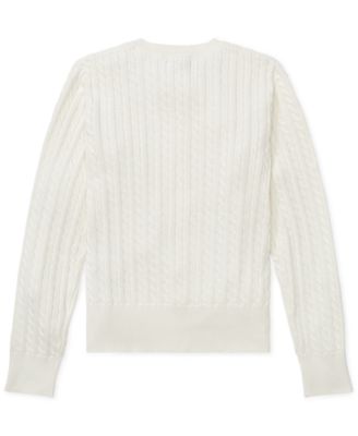 Girls' 2T-6X Cable-Knit Cotton Cardigan