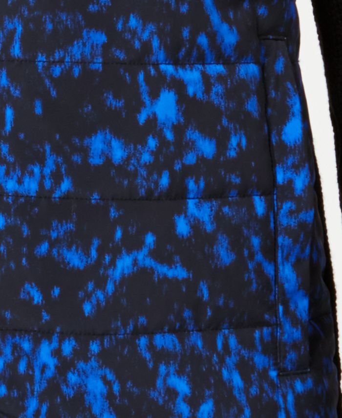 Michael Kors Men's Quilted Full-Zip Mixed Media Sweater - Macy's