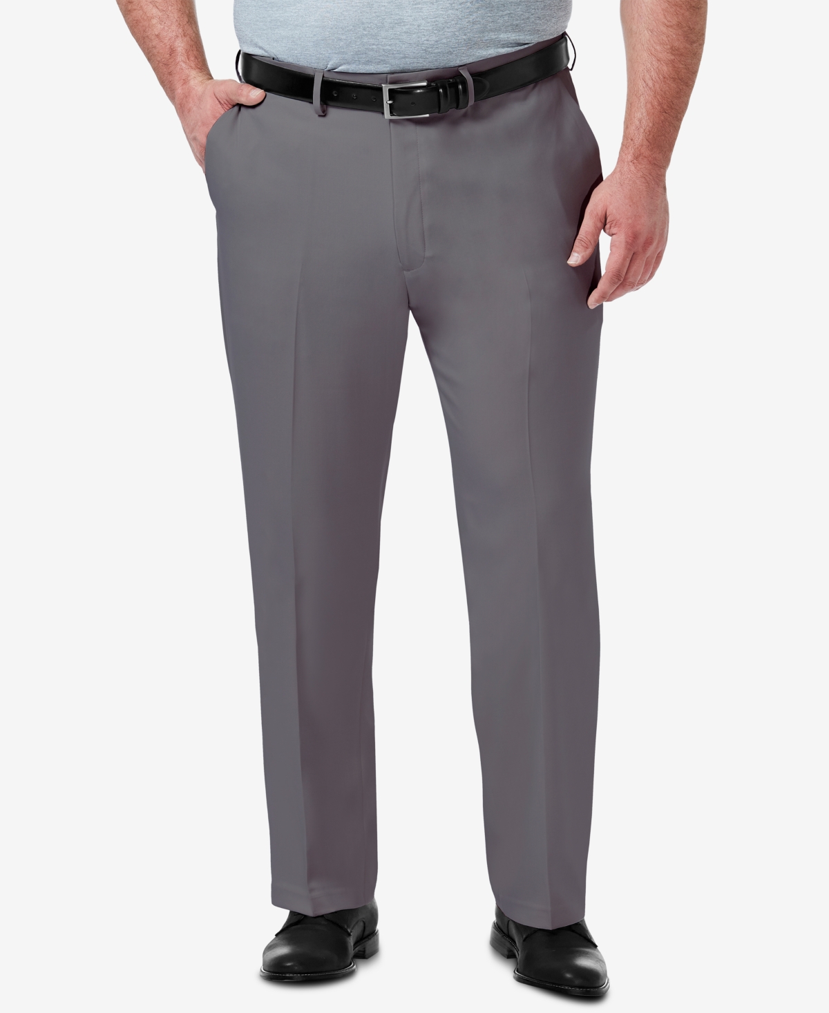 Men's Big & Tall Premium Comfort Stretch Classic-Fit Solid Flat Front Dress Pants - Charcoal