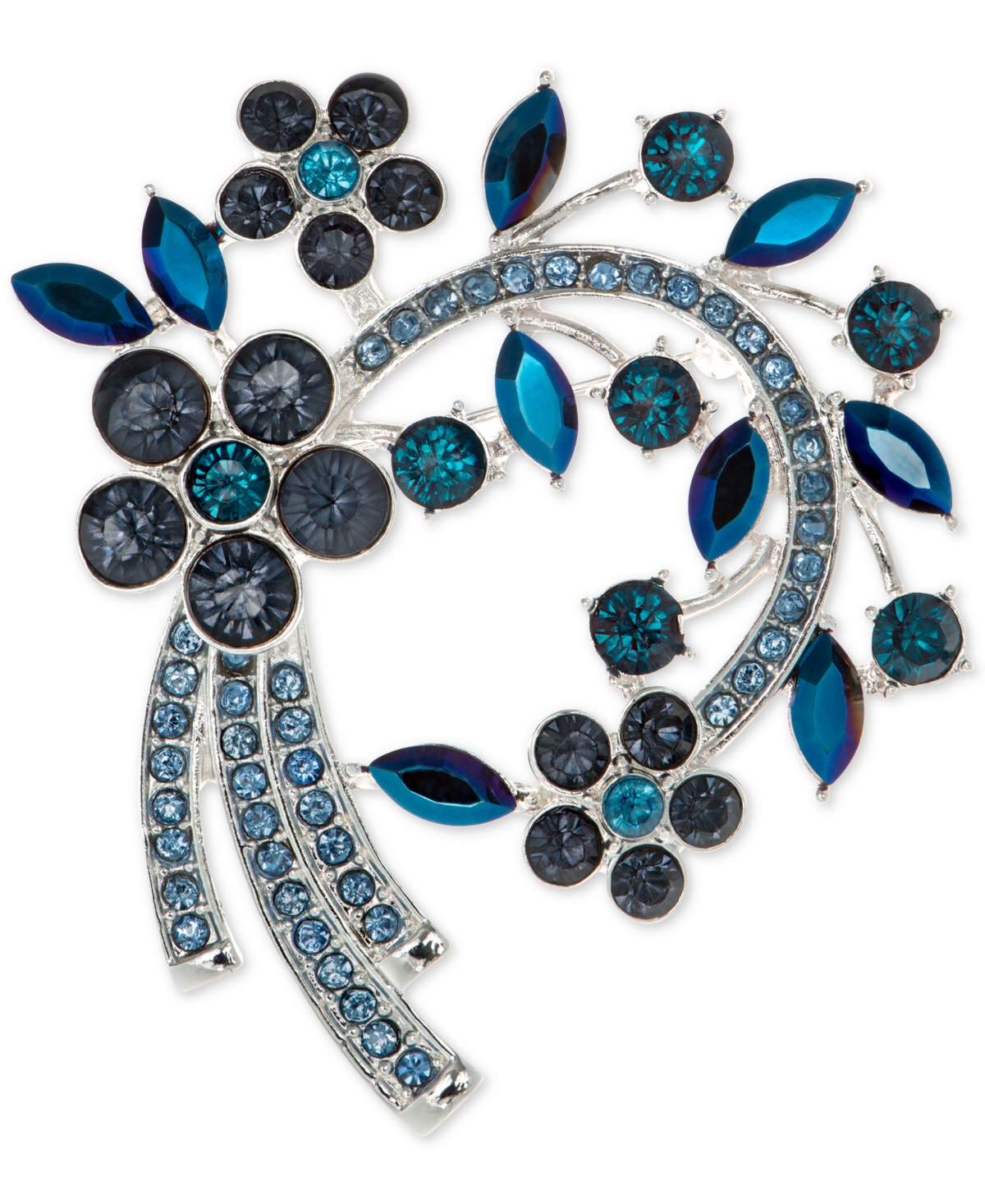 Stone Blue Flower Cluster Arched Pin, Created for Macy's - Blue