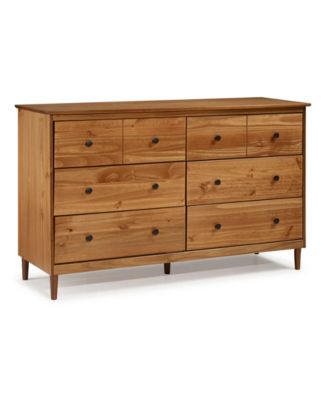 Walker Edison - 6 Drawer Solid Wood Dresser in Caramel
