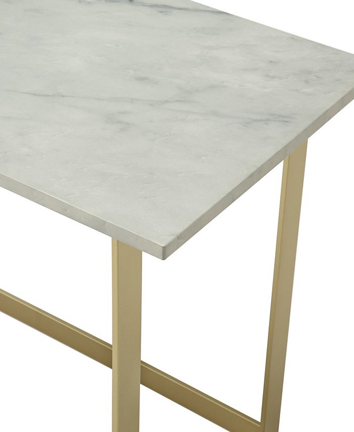 Walker Edison - 42 inch Faux Marble Desk with White Top and Gold Base