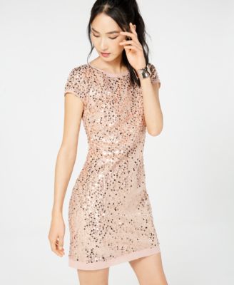 Vince Camuto Short-Sleeve Sequined Shift Dress